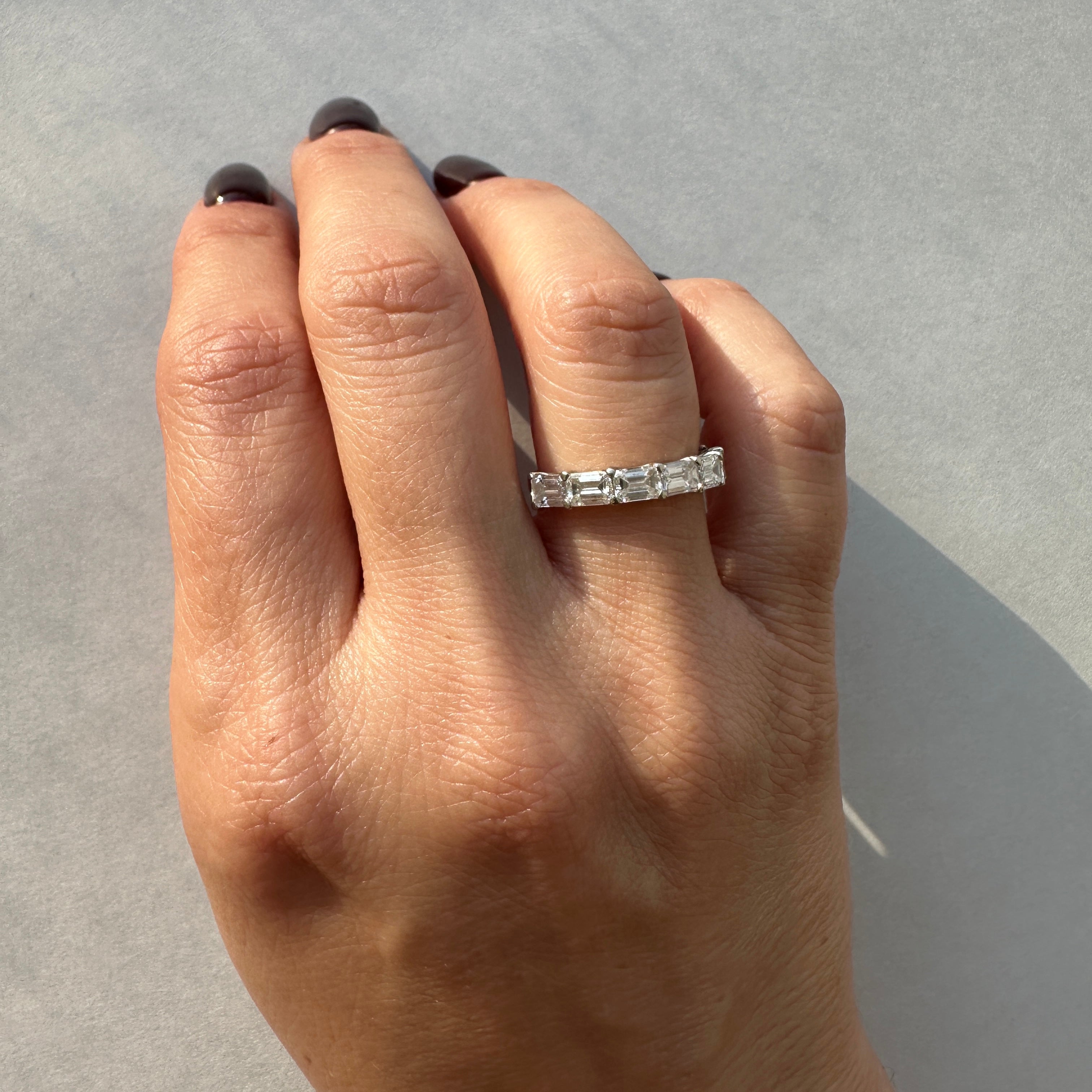 East-West Emerald Cut Band