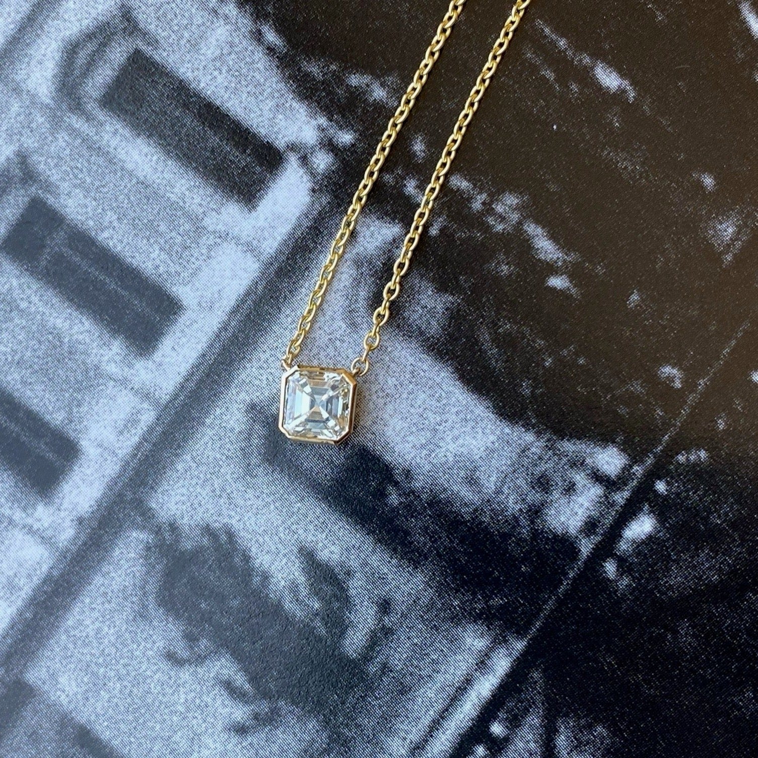 Asscher Cut Bezel Necklace