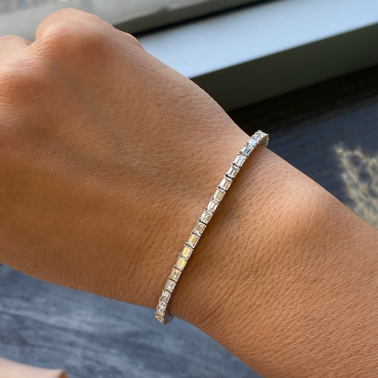 East West Emerald Tennis Bracelet