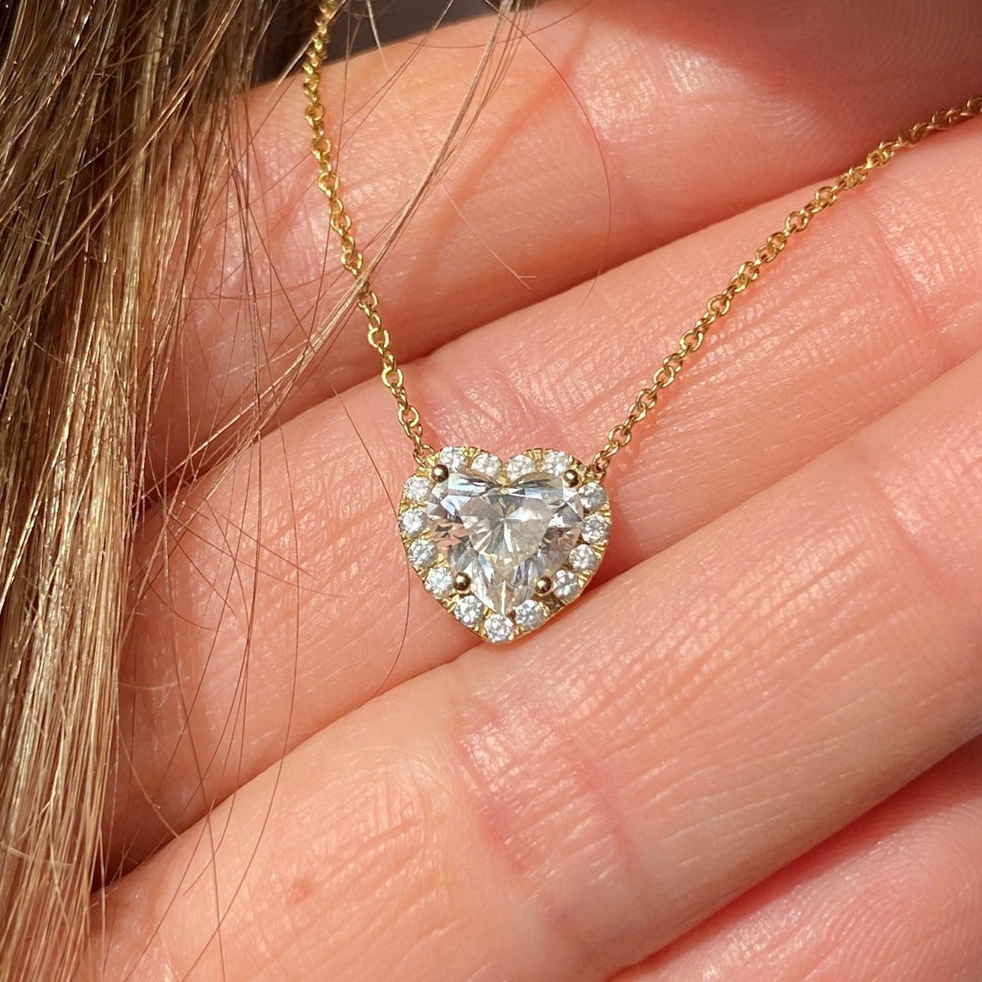 Heart Shape & Pave Necklace | 1 CT
