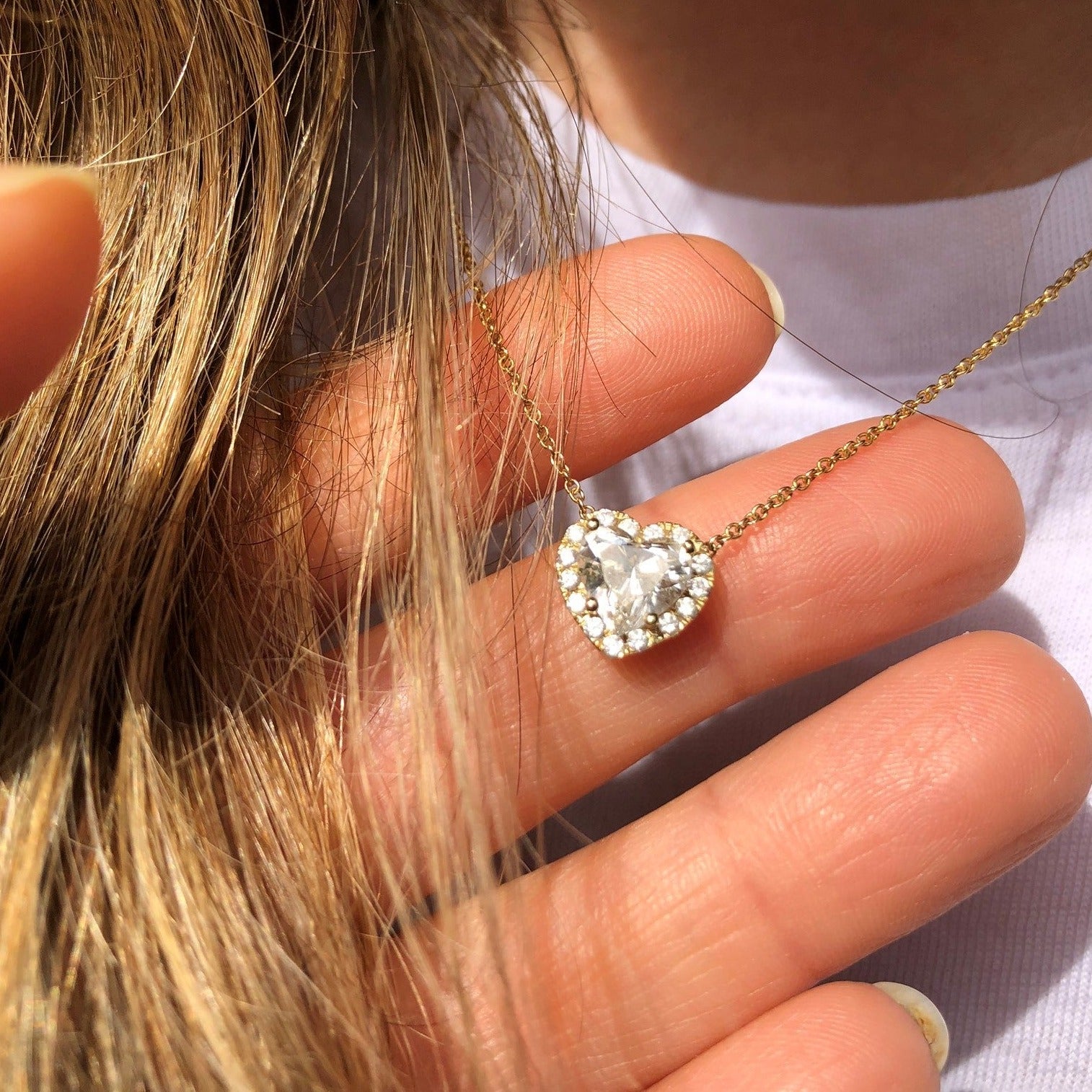 Heart Shape & Pave Necklace | 1 CT