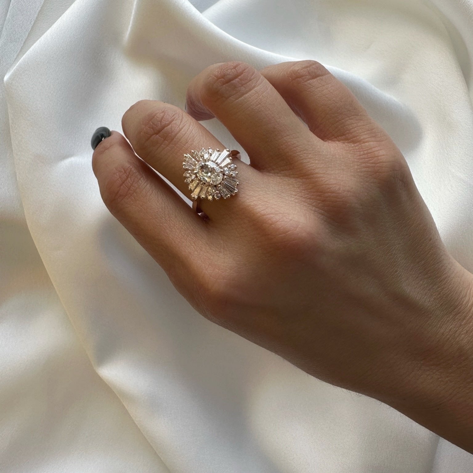 Oval and Tapered Baguettes Mosaic Ring