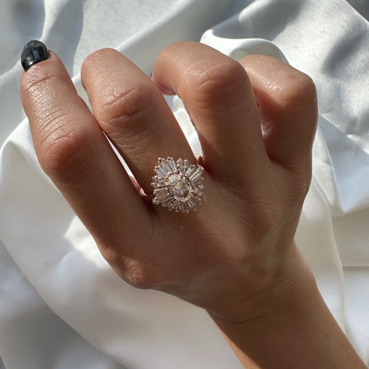 Oval and Tapered Baguettes Mosaic Ring
