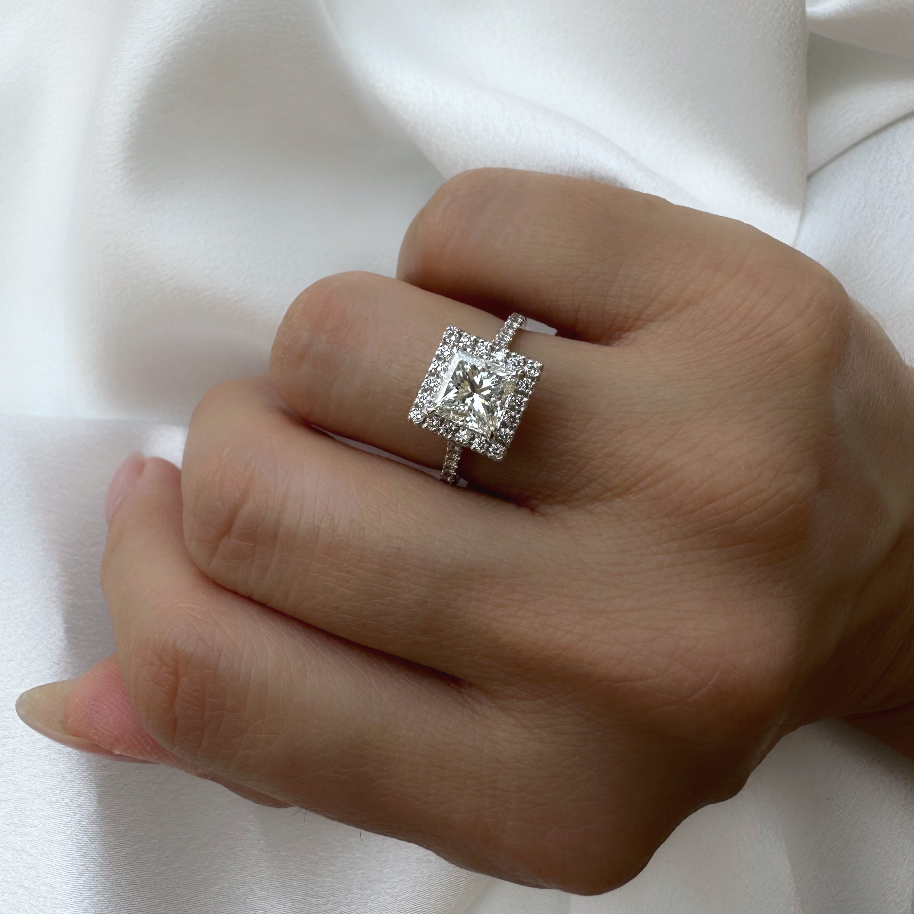 Princess Cut Pave & Halo Ring | 1.20 CT