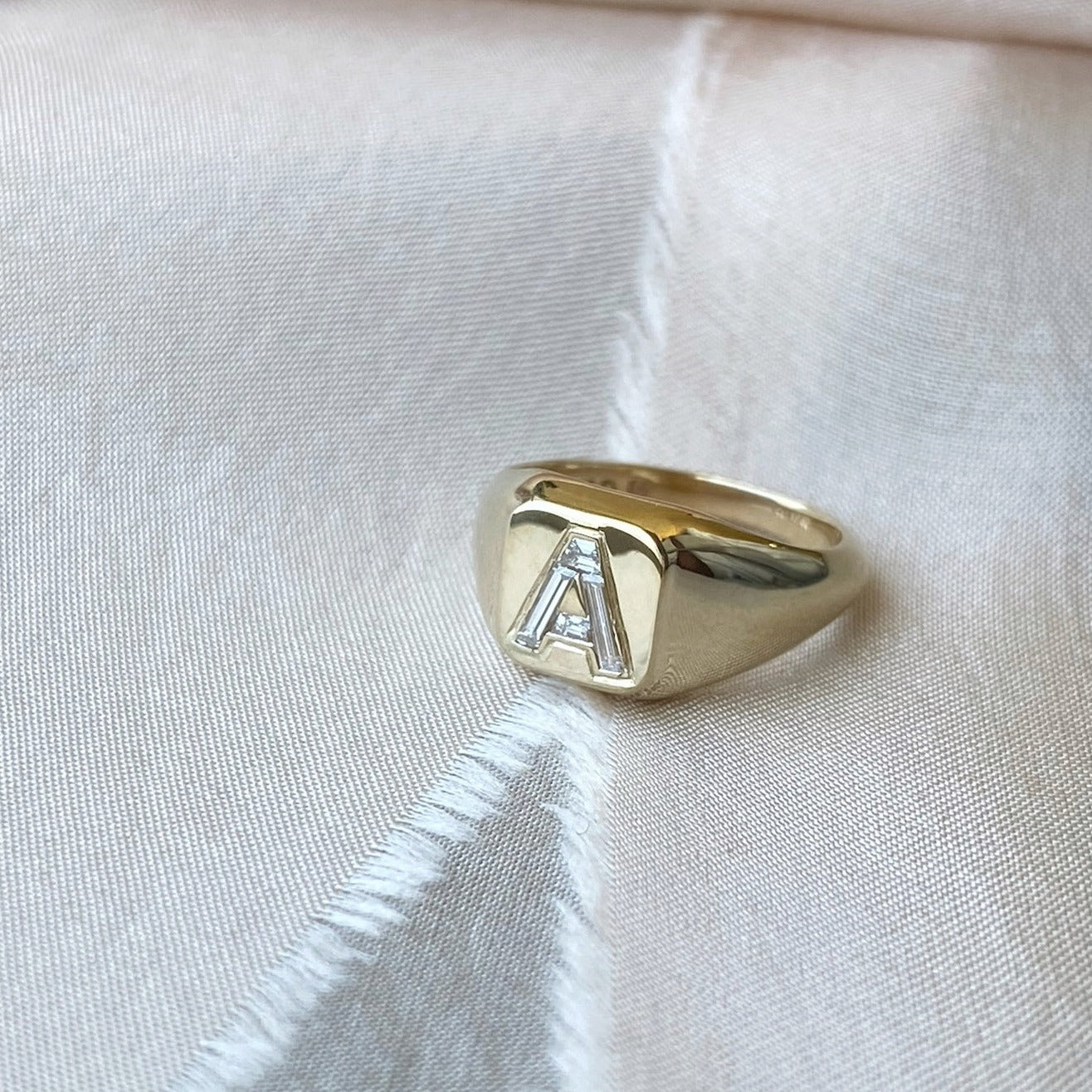 Pinky Letter Signet Ring