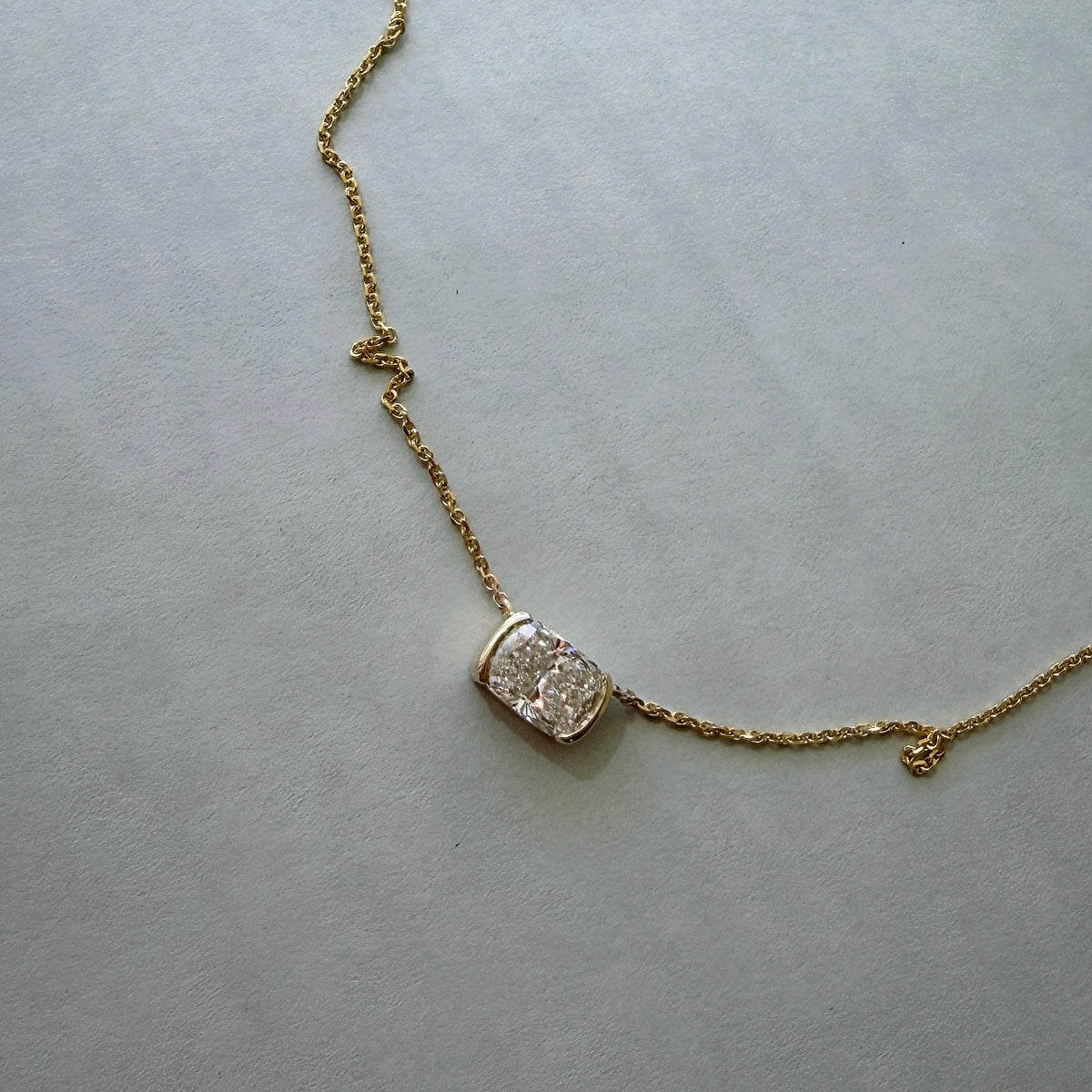 Cushion Half Bezel Necklace | 1 CT