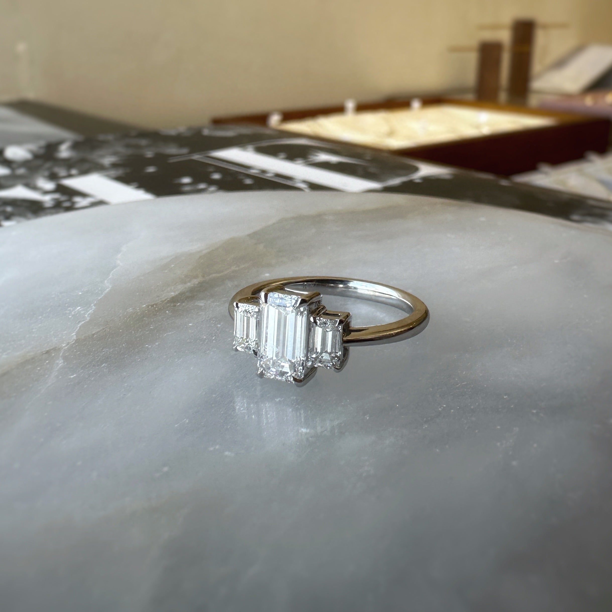 Three Stone Emerald Ring