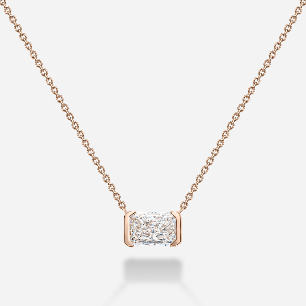 Radiant Half Bezel Necklace | 1 CT