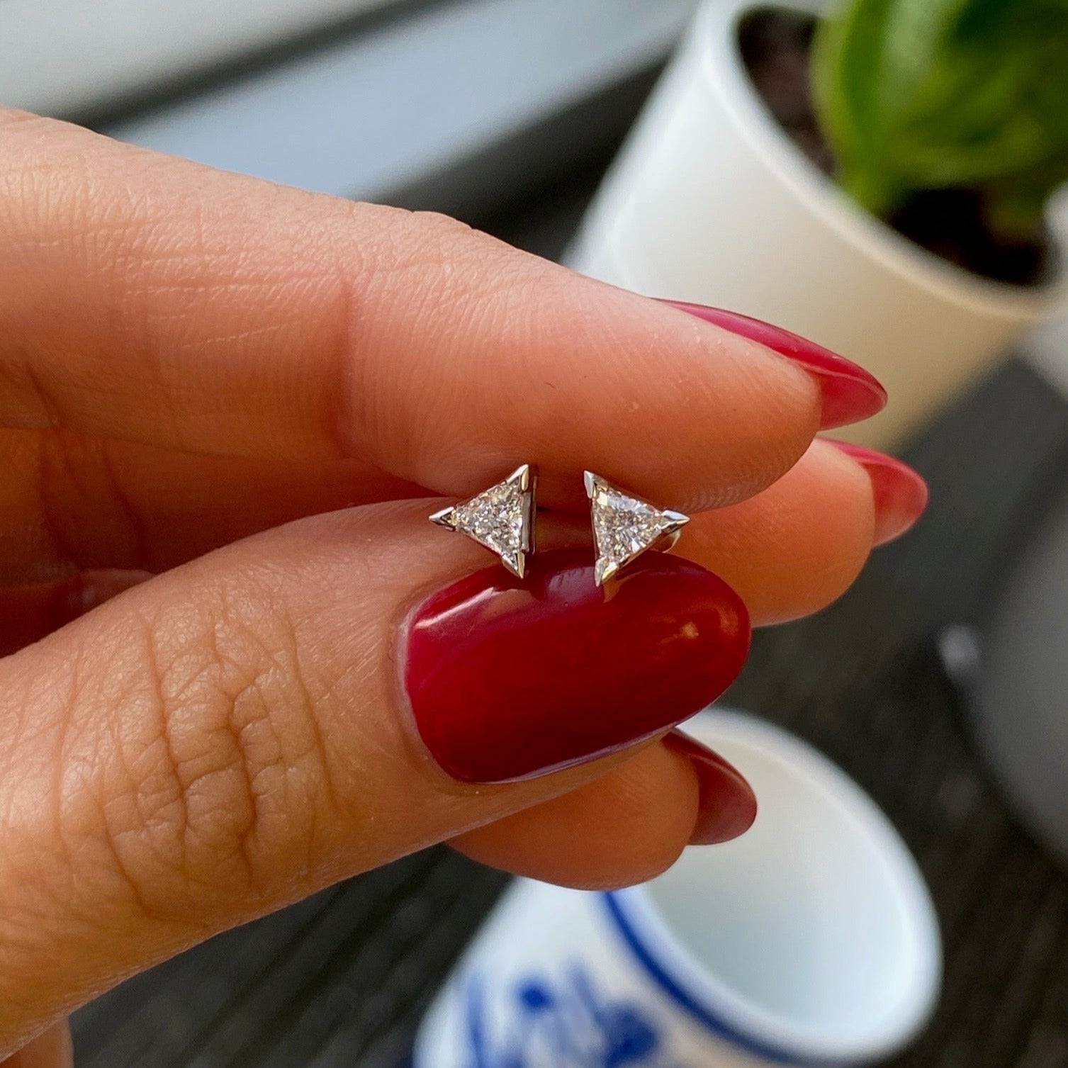 Sharp Edges Triangle Studs