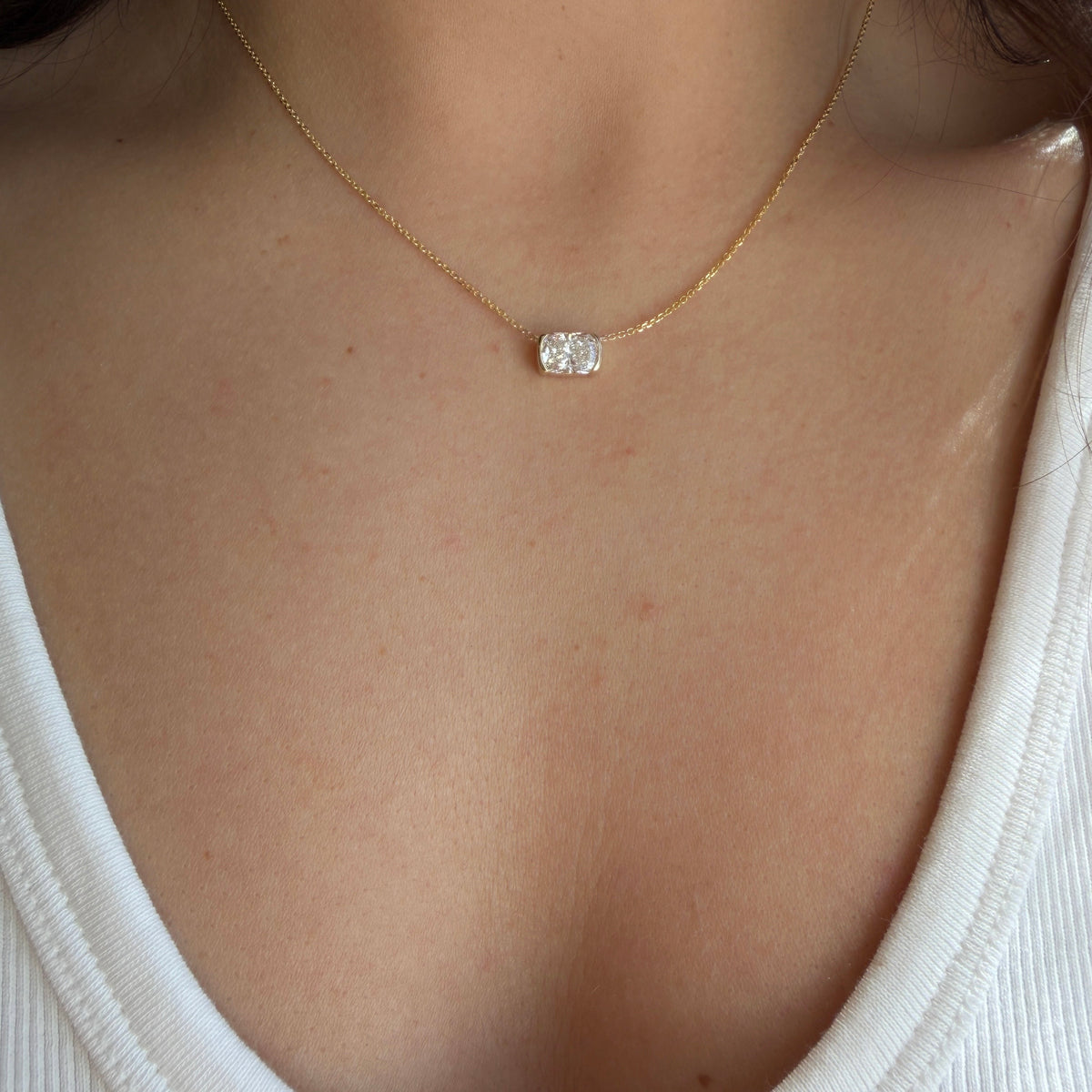 Cushion Half Bezel Necklace | 1 CT