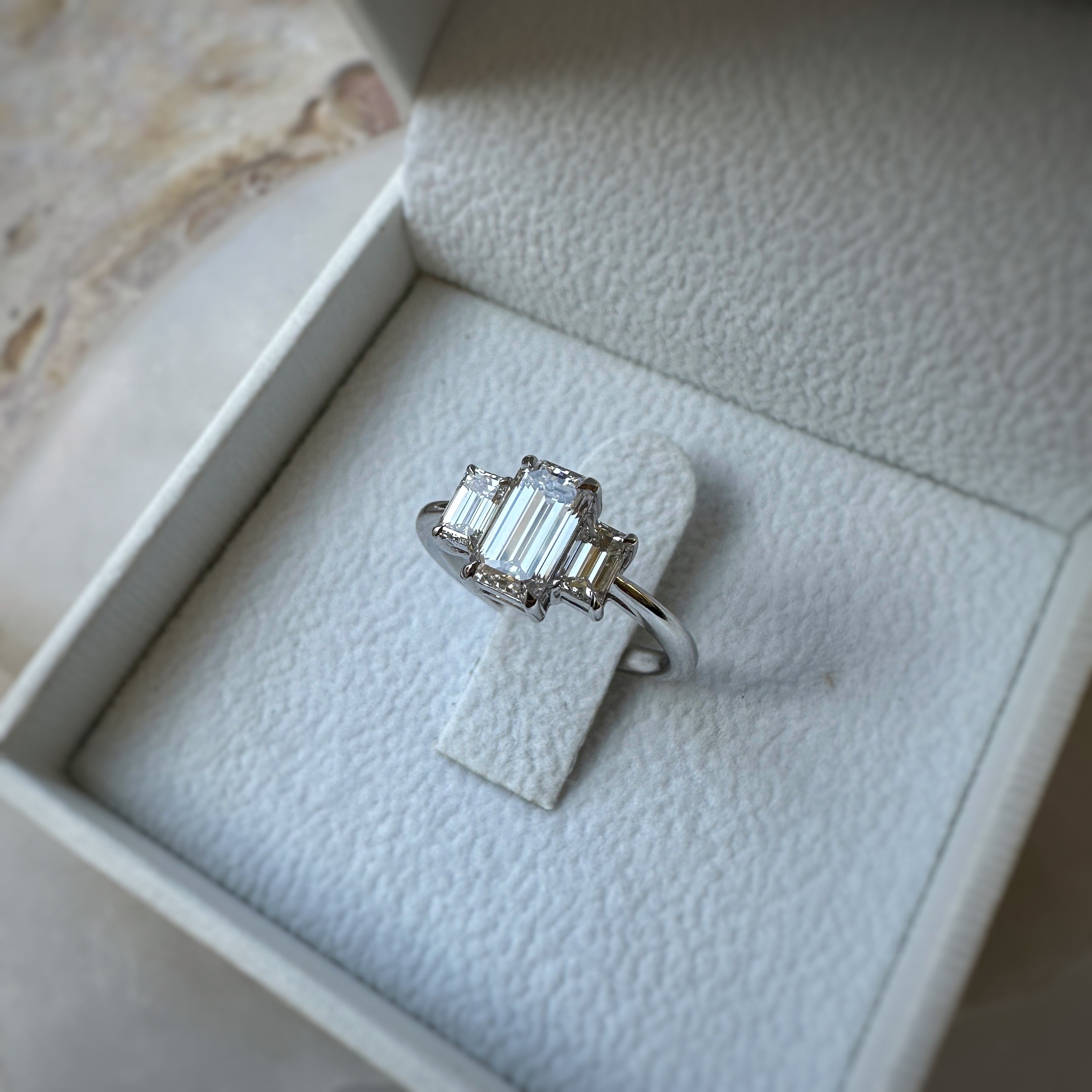 Three Stone Emerald Ring