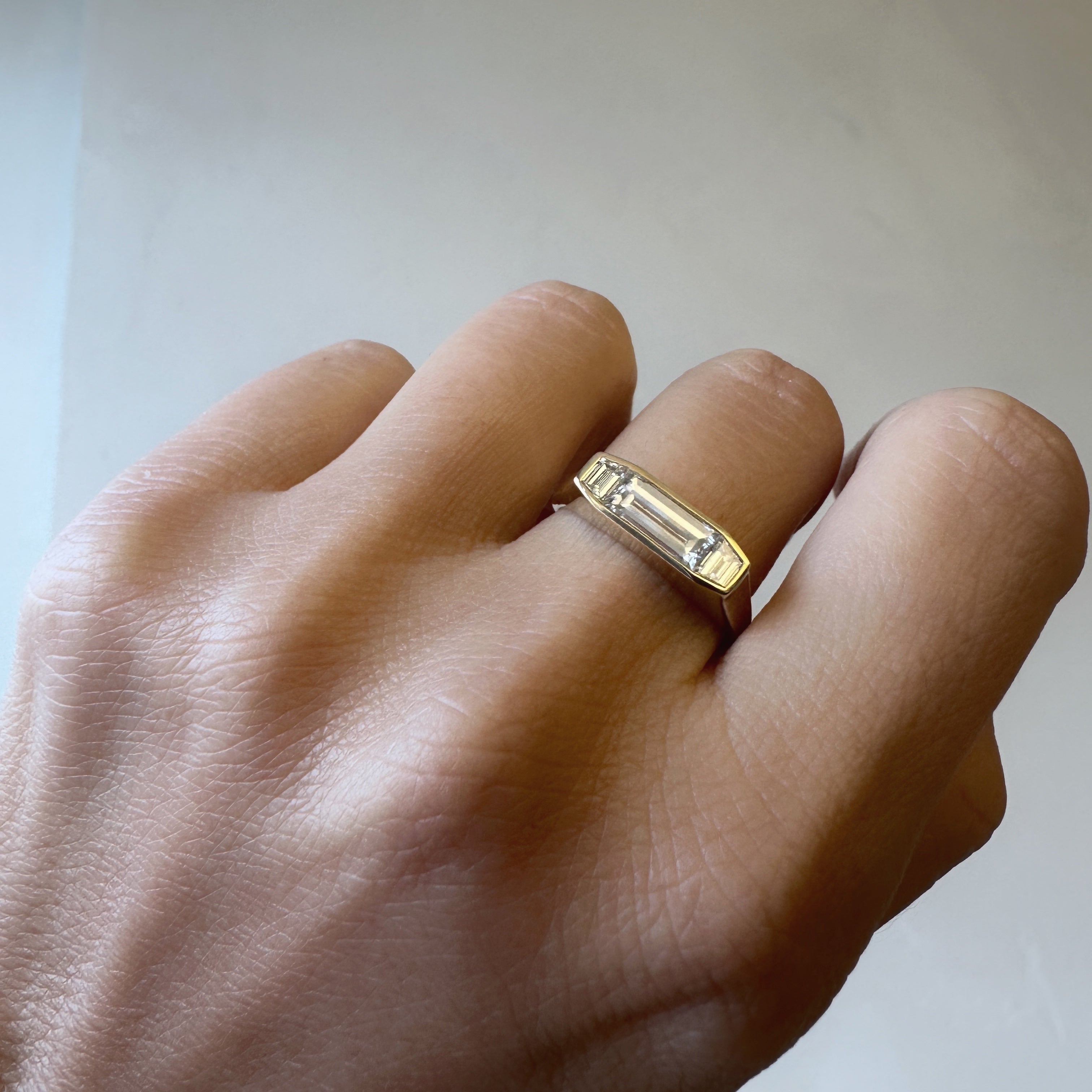 Baguette & Traps Bezel Ring