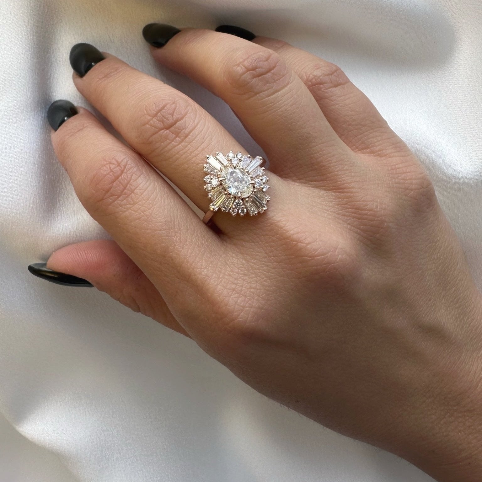 Oval and Tapered Baguettes Mosaic Ring