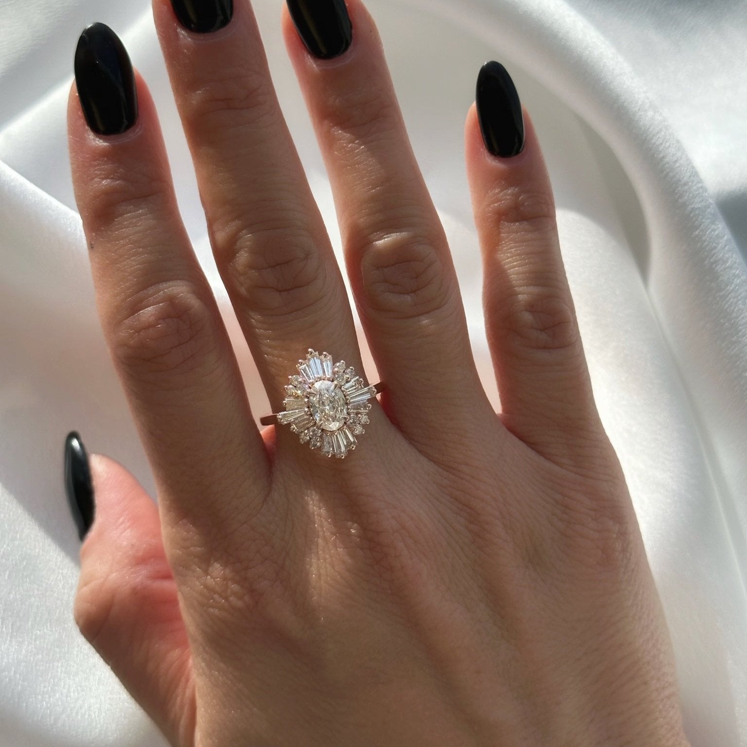 Oval and Tapered Baguettes Mosaic Ring