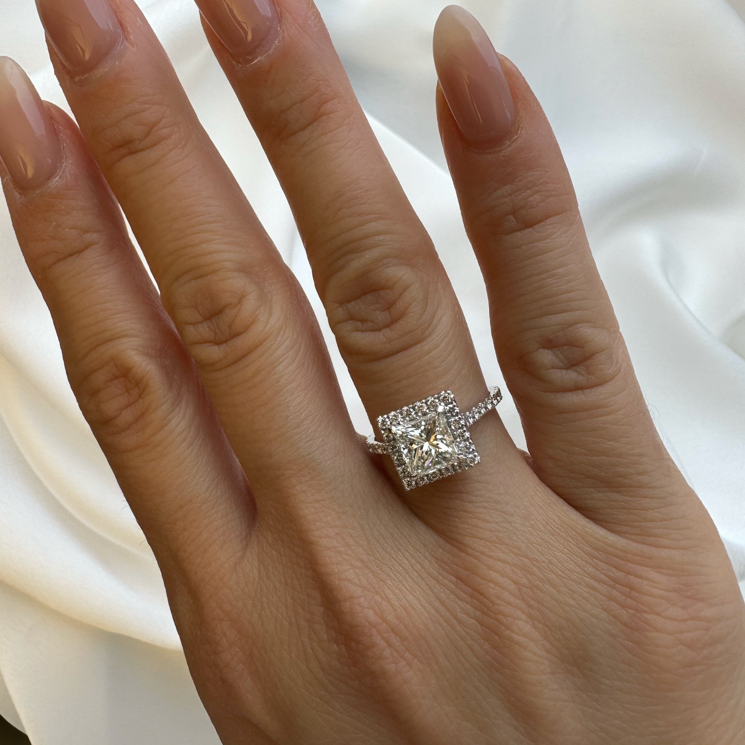 Princess Cut Pave & Halo Ring | 1.20 CT